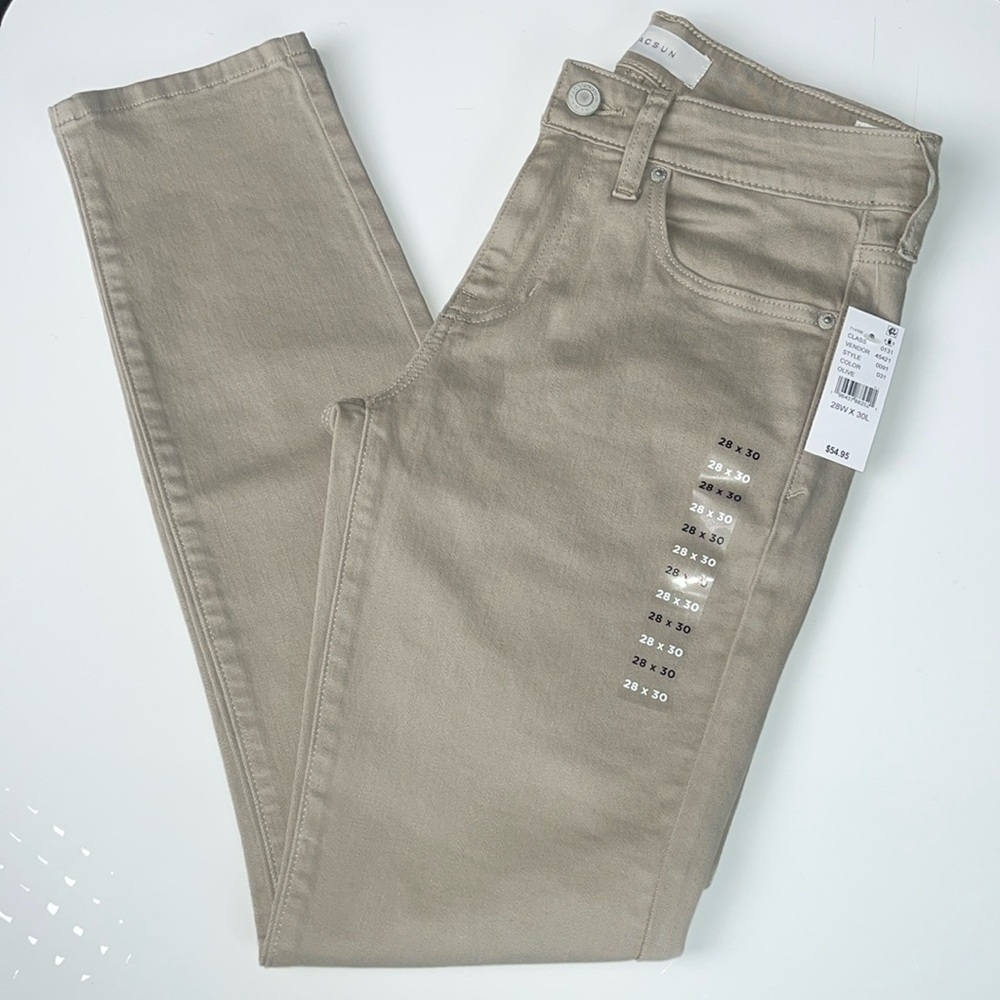 NWT PacSun Skinny Olive Midrise Jeans Skinniest Fit Stretch Cotton Neutral Denim